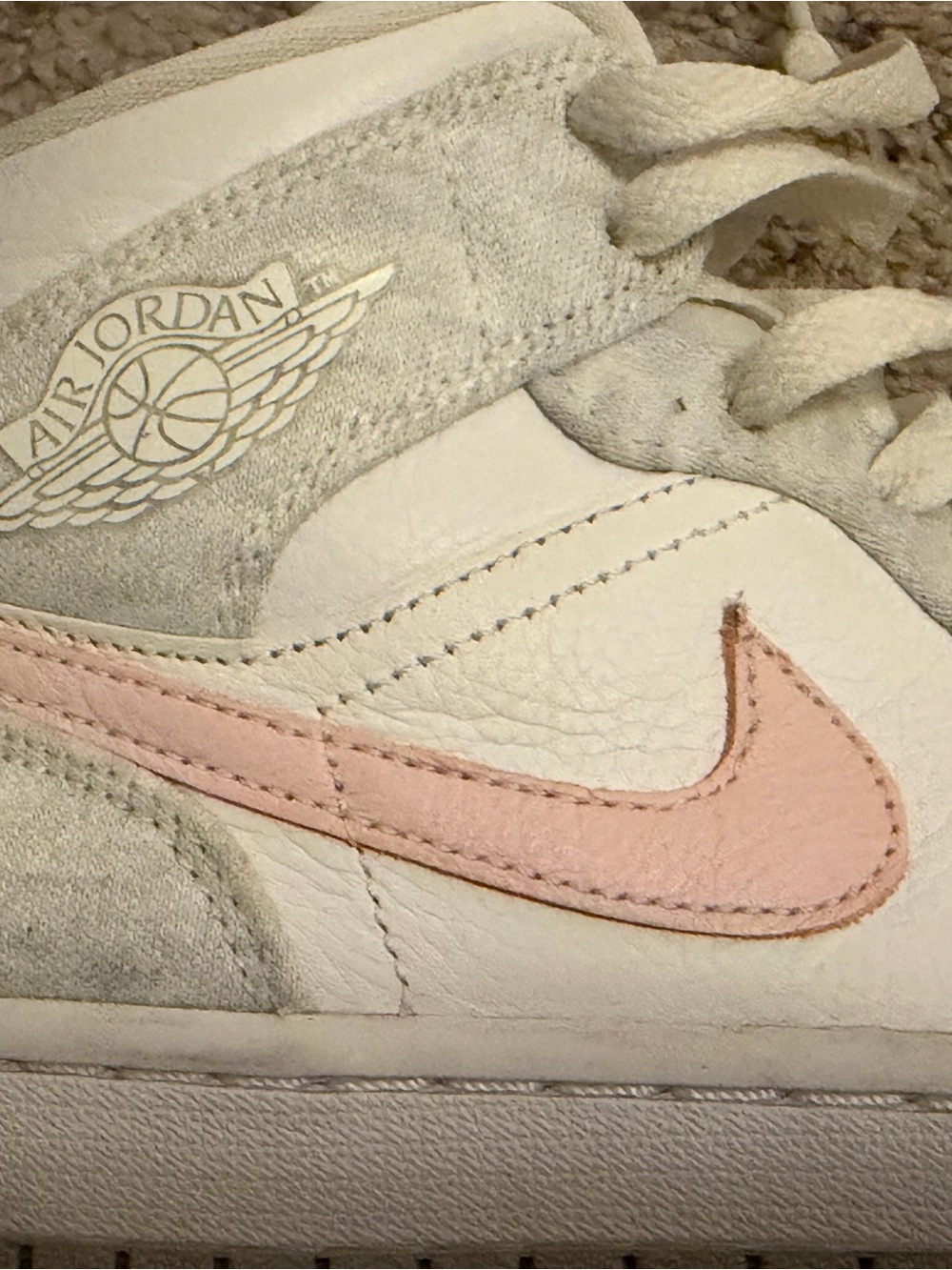 Jordan Women’s White & Light Pink Dunks